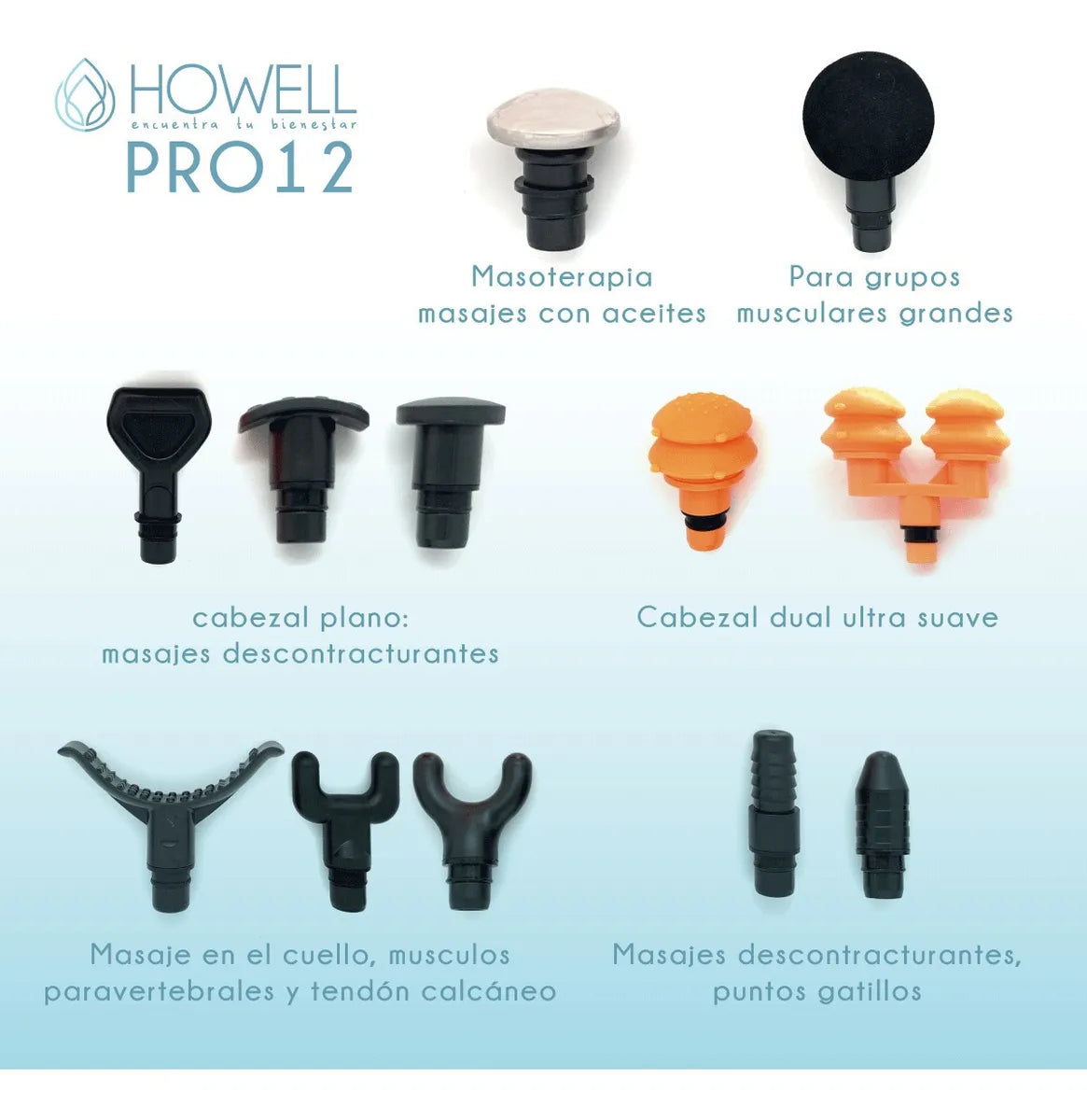 Pistola De Masajes Corporal Howell Pro 12 Masajeador Espalda Color Gris