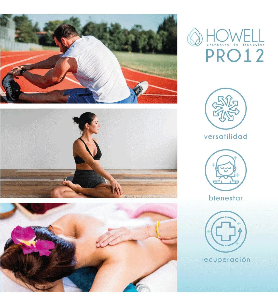 Pistola De Masajes Corporal Howell Pro 12 Masajeador Espalda Color Gris